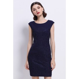 Dark Navy EmbroideSheath Dress
